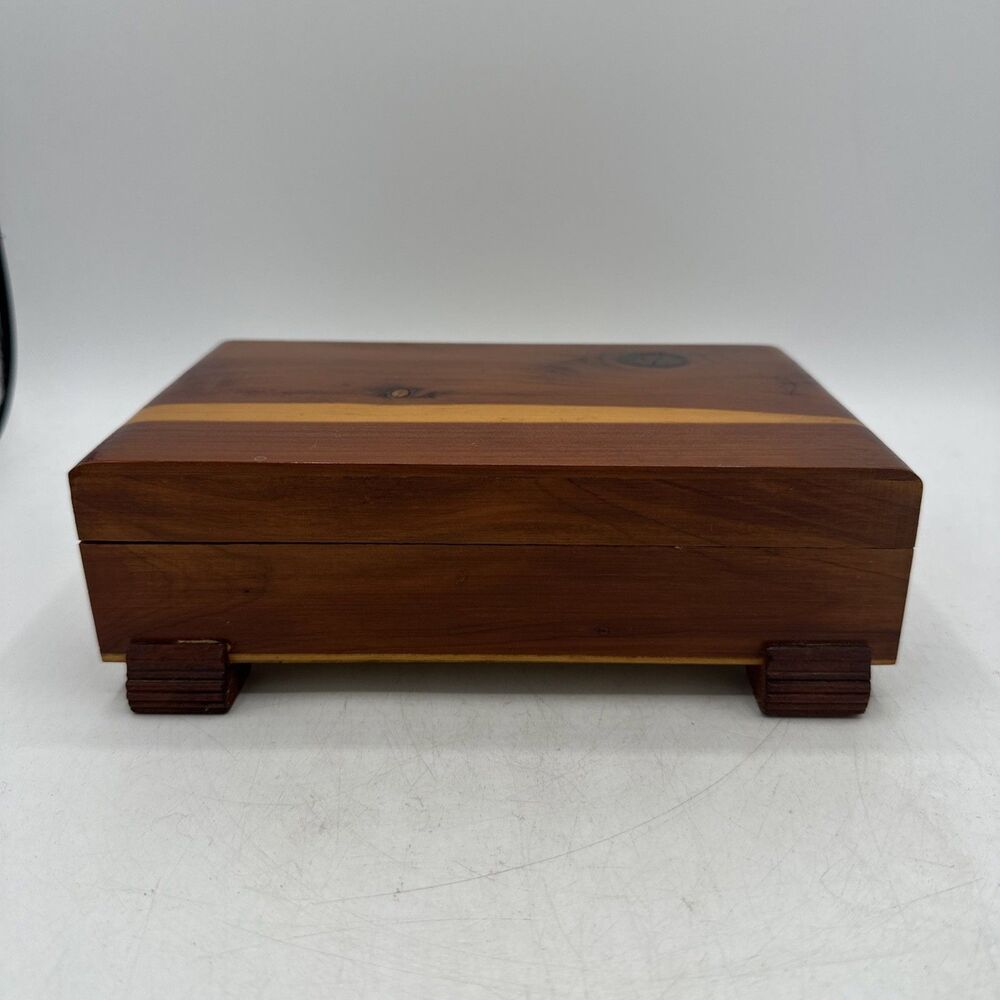Vintage Wood Box Small Inserts Footed